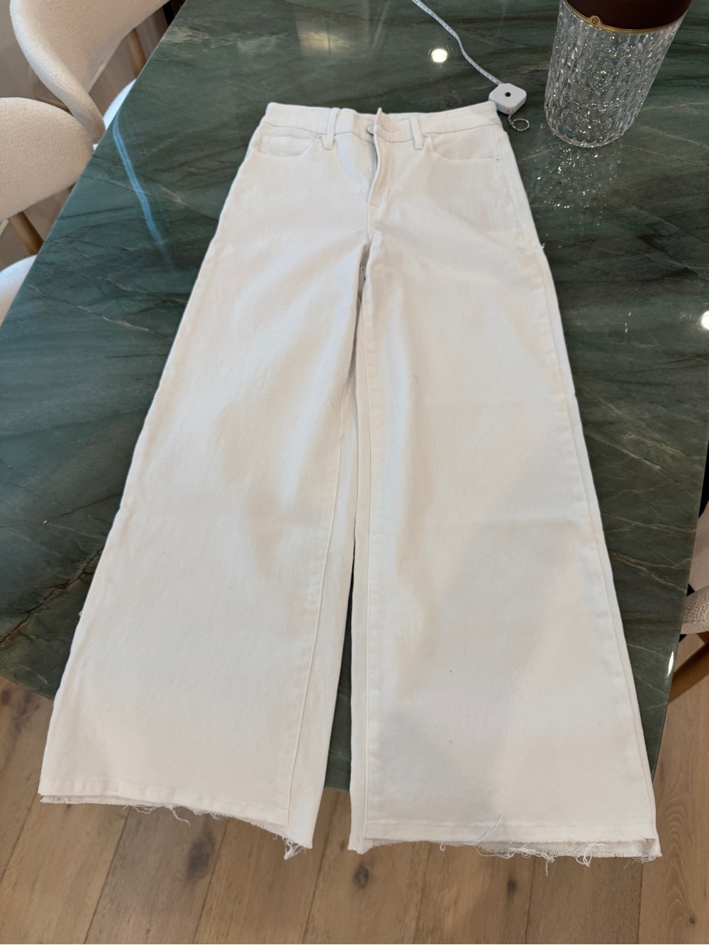Good American Wide Leg White Jeans
